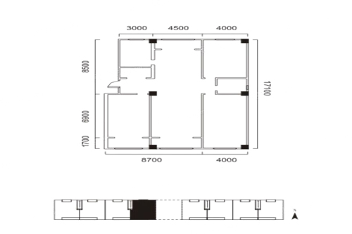 阳光台365225平户型-3室2厅1卫1厨建筑面积225.00平米