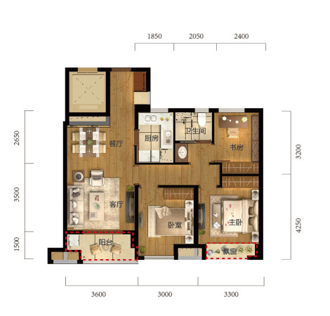 万科未来城二期C户型-C户型-3室2厅1卫1厨建筑面积83.00平米