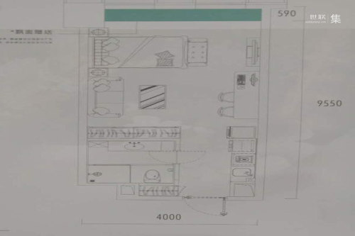 沈阳城开中心G2户型-1室2厅1卫1厨建筑面积51.00平米