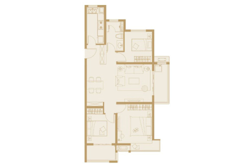 嘉誉山一期D2-5#标准层C户型-3室2厅1卫1厨建筑面积112.00平米
