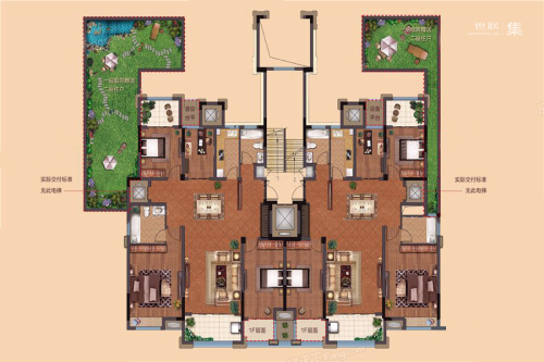 奥园城市天地叠墅二层平面图-4室2厅4卫2厨建筑面积152.00平米