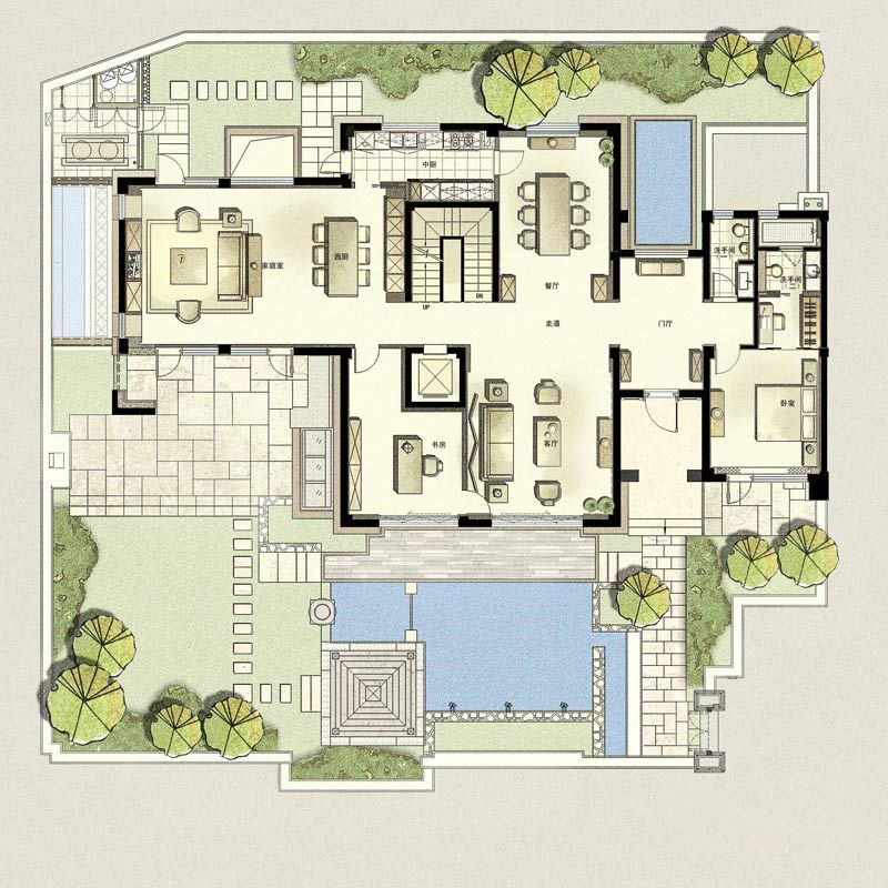 万科良渚文化村郡西别墅_效果图_主图_1