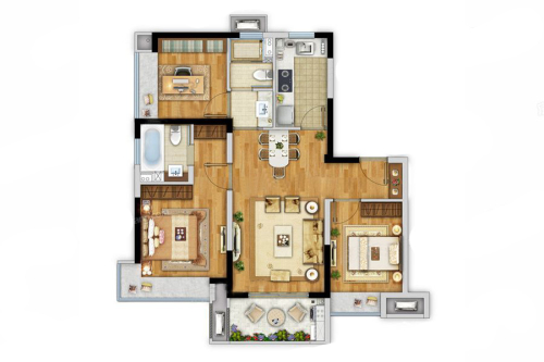 首创禧悦翠庭高层公寓93平-3室2厅2卫1厨建筑面积93.00平米