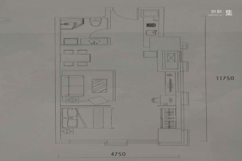 沈阳城开中心G6户型-1室2厅1卫1厨建筑面积73.00平米