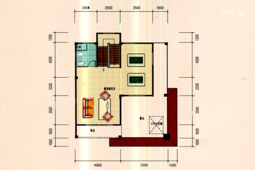 幸福美墅H别墅第四层户型-8室3厅8卫1厨建筑面积607.59平米