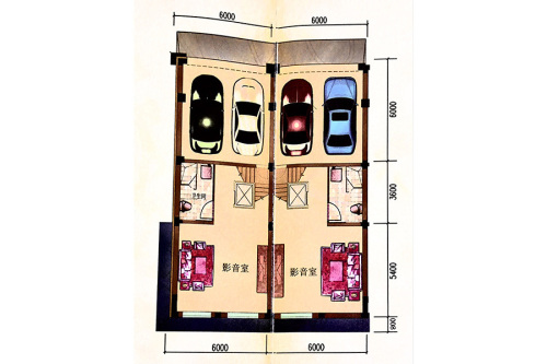 美弗霞湾品质联排PZI、II车库、地下-5室4厅4卫1厨建筑面积262.00平米