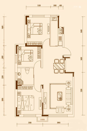 东安白金洋房D户型图-D户型图-3室2厅1卫1厨建筑面积92.00平米