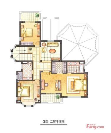 香水湾别墅C5户型二层-C5户型二层-4室5厅5卫1厨建筑面积450.00平米