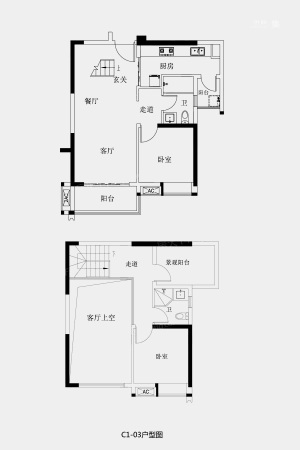 保利紫云C1栋03户型-3室2厅2卫1厨建筑面积102.00平米