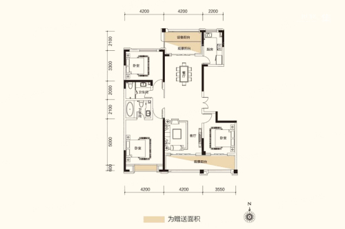 粤泰天鹅湾小高层160㎡中户户型-小高层160㎡中户户型-3室2厅2卫1厨建筑面积160.00平米