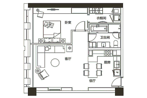金奥费尔蒙公寓一期金奥公寓2-6层130㎡户型-1室2厅1卫1厨建筑面积130.00平米