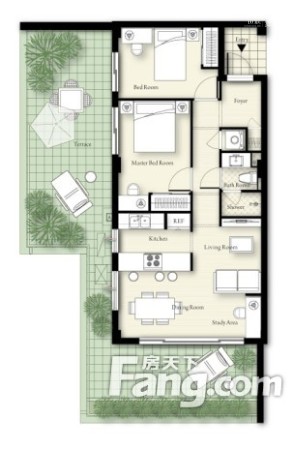 郡原山外山一期1、2、3栋J-L户型-3室2厅1卫1厨建筑面积72.56平米