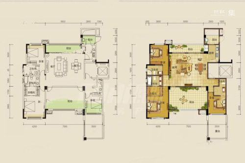鹭湖宫8区B1户型标准层-3室2厅3卫1厨建筑面积177.65平米