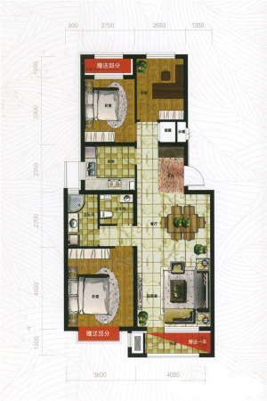 格林木棉花D3户型-3室2厅2卫1厨建筑面积98.86平米