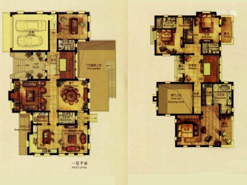 金基青云山居意式建筑风格DPX-1户型-4室3厅5卫2厨建筑面积585.00平米