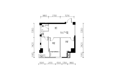 金叶新城B1户型-1室1厅1卫1厨建筑面积78.75平米