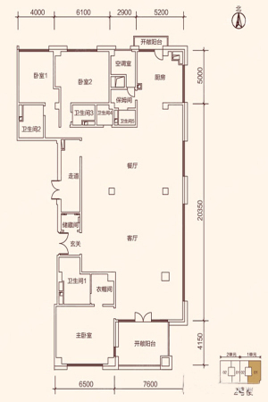 北河沿甲柒拾柒号C户型-4室2厅5卫1厨建筑面积553.97平米