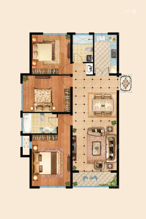 君豪新城G6户型-G6户型-3室2厅2卫1厨建筑面积138.00平米