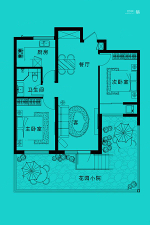 西美花盛一层A户型-2室2厅1卫1厨建筑面积86.00平米