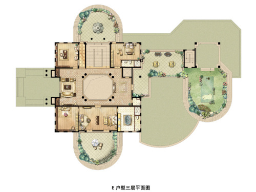 祥和王宫E户型三层-12室7厅12卫1厨建筑面积580.00平米