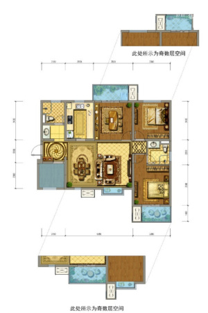 御锦城七期C5户型-3室2厅2卫1厨建筑面积114.00平米