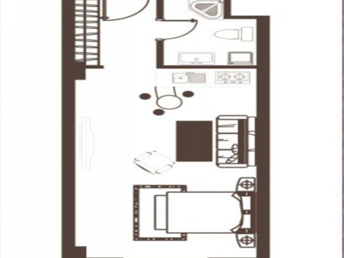 黎明生活坊公寓B户型-1室1厅1卫1厨建筑面积45.00平米