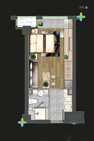 雨花客厅一期3、4号楼标准层A户型-1室1厅1卫1厨建筑面积37.60平米