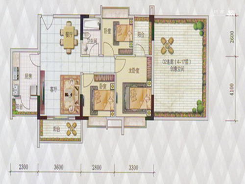 翰林名苑4栋、5栋01、02单元-4栋、5栋01、02单元-3室2厅1卫1厨建筑面积88.31平米