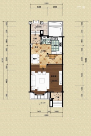 君地蔚林半岛联排中间套189平户型-3室4厅3卫1厨建筑面积189.00平米