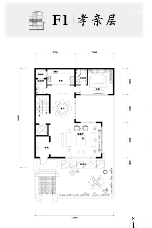 北科建泰禾·丽春湖院子独院B户型-一层-5室3厅8卫1厨建筑面积552.00平米