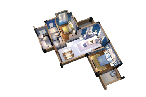 隆豪翡翠星城74平方米2室户型-2室2厅1卫1厨建筑面积74.00平米