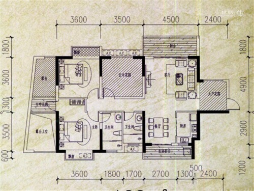 镒建·世纪城4#10#15#A4户型-2室2厅2卫1厨建筑面积123.00平米
