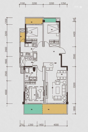 嘉源红郡C7户型-3室3厅2卫1厨建筑面积126.00平米
