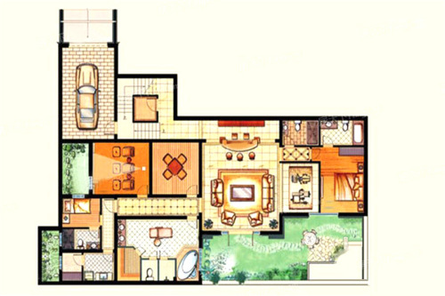 紫都上海晶园A1户型地下室-4室3厅4卫1厨建筑面积380.00平米