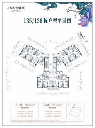 十里东岸·江语城135/136栋户型平面图