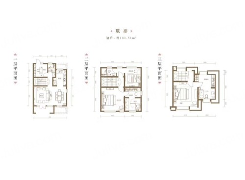 首创新北京半岛4室2厅1厨4卫联排边户户型