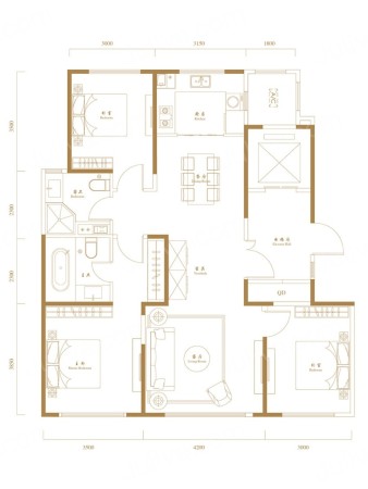 南开19113室2厅1厨2卫小高层134平.